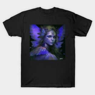 deep tenshi fairy ecopop in butterfly wings in purple art T-Shirt